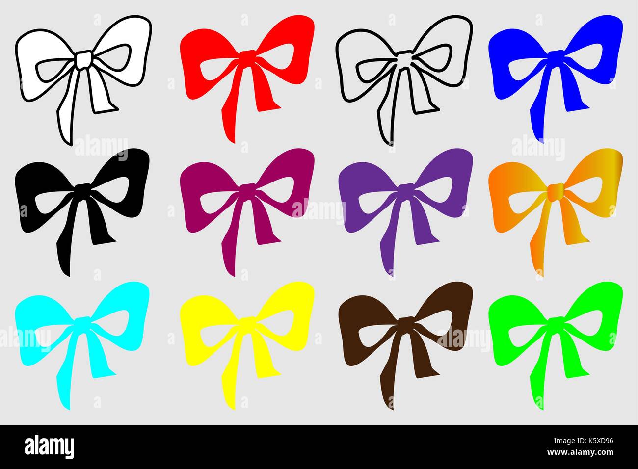 colorful bow on a white background - set Stock Vector