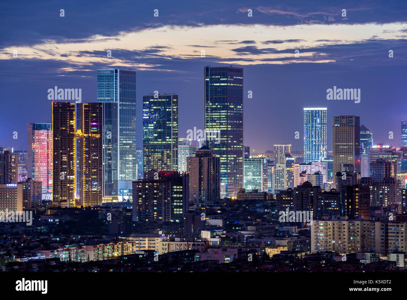 The downtown skyline at night in Chengdu,Sichuan province ,China Stock  Photo - Alamy