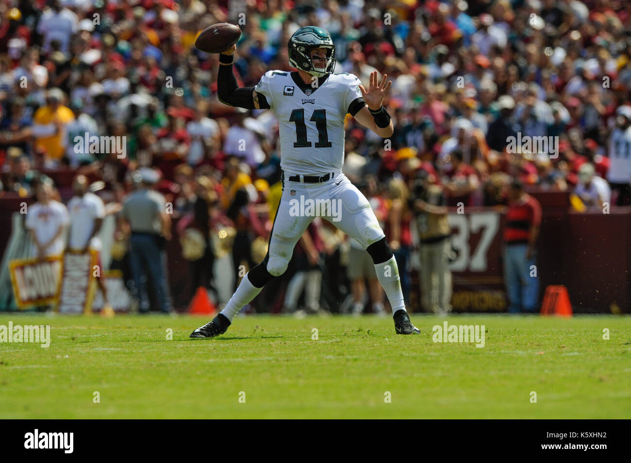 December 17, 2017, Philadelphia Eagles tight end Trey Burton (88) looks on  with a Carson Wentz AO1 Foundation hoodie on prior to the NFL game between  the Philadelphia Eagles and the New