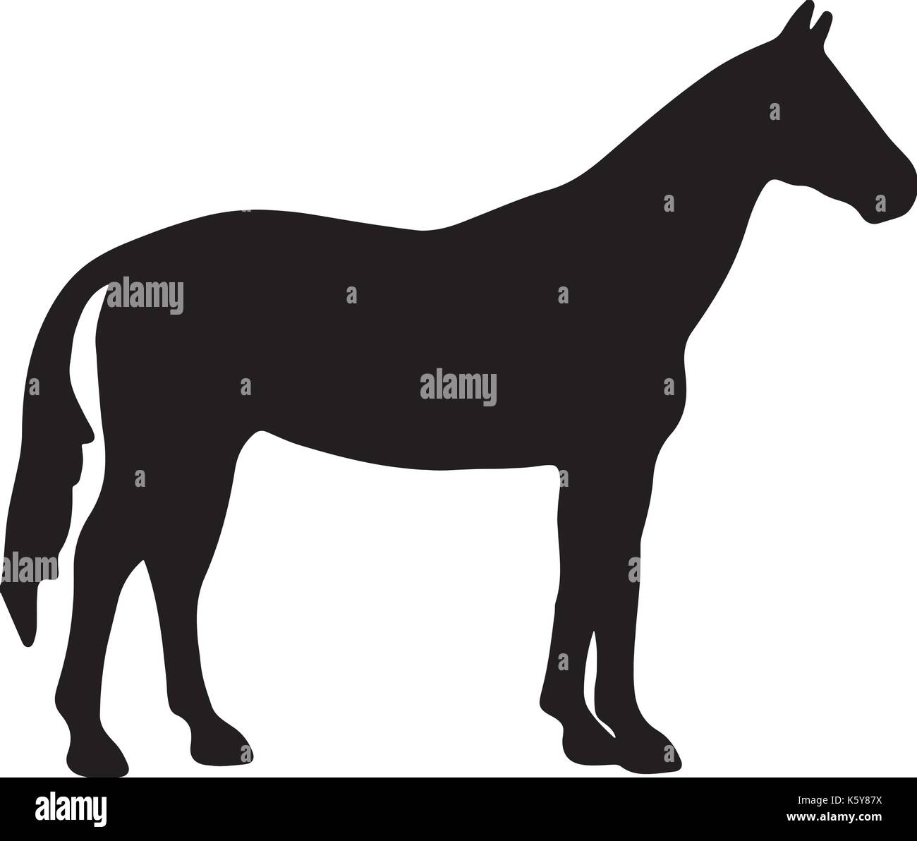 Running horse black silhouette. Vector illustration. Stock Vector