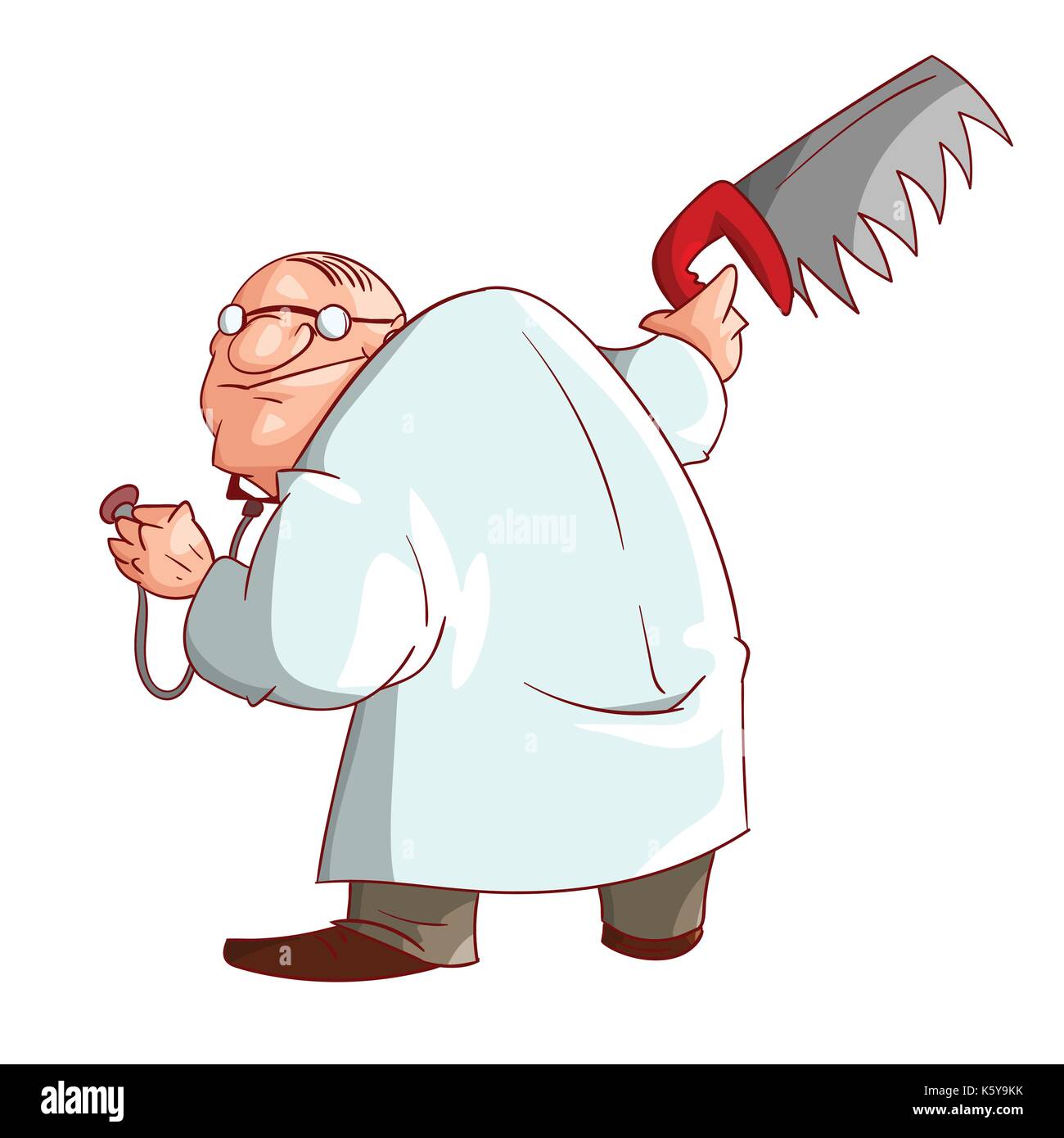 Colorful vector illustration of a cartoon crazy doctor Stock Vector