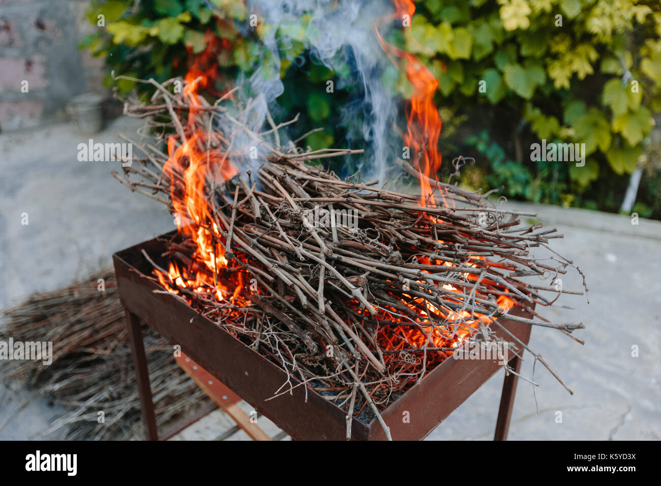 Dry branches burn in grill hi-res stock photography and images - Alamy