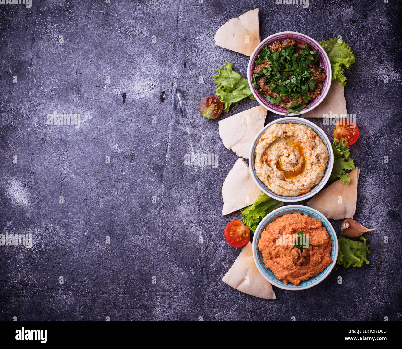Selection of Middle Eastern or Arabic appetizers Stock Photo - Alamy