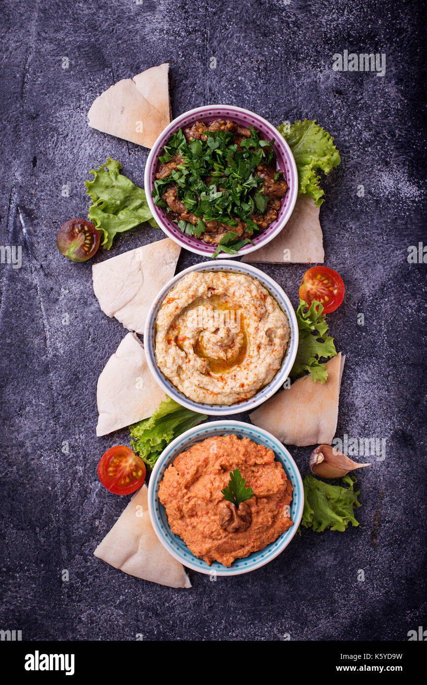 Selection of Middle Eastern or Arabic appetizers Stock Photo Alamy