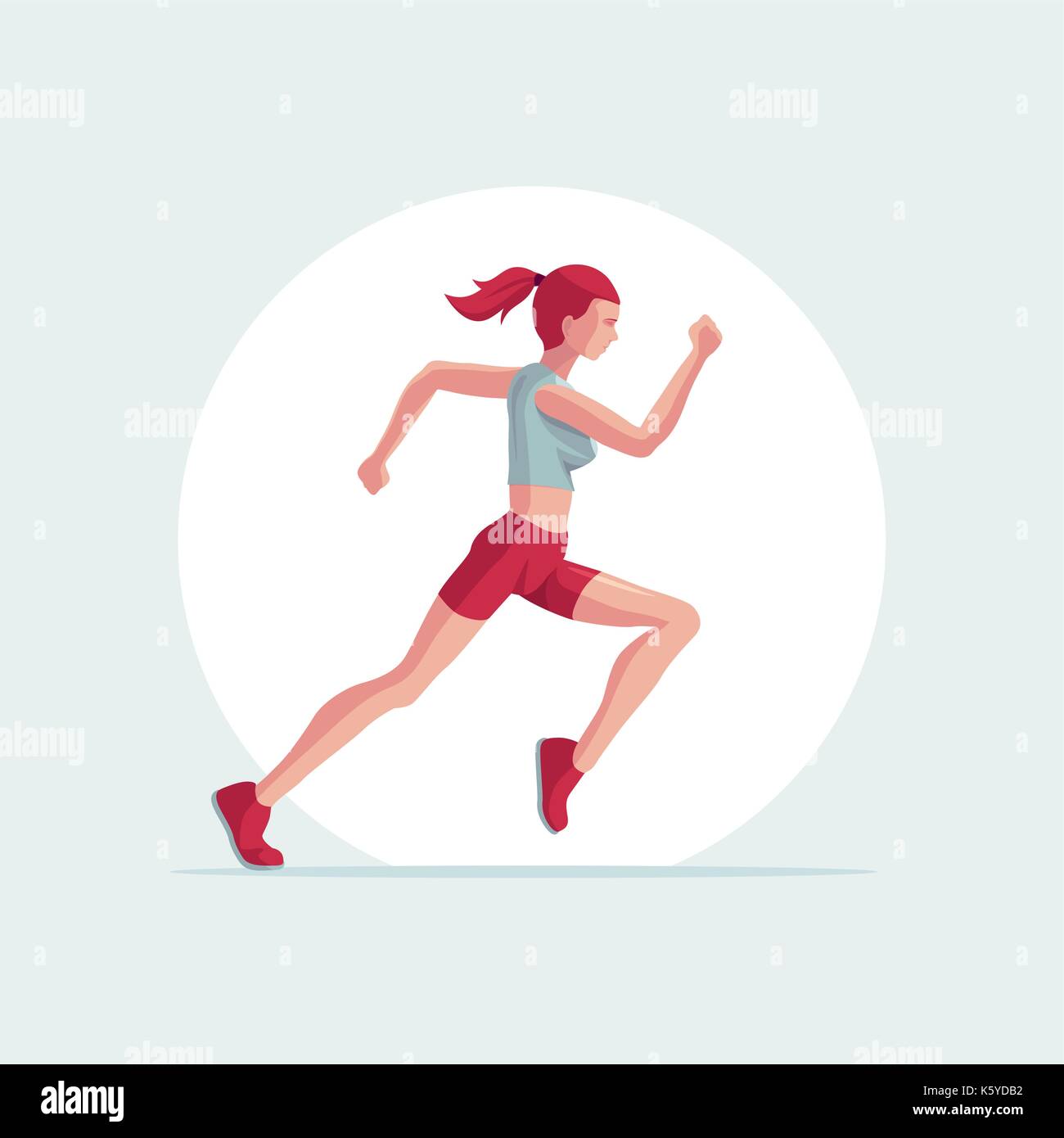 Vector illustration of running woman. Easy editable global colors. Stock Vector