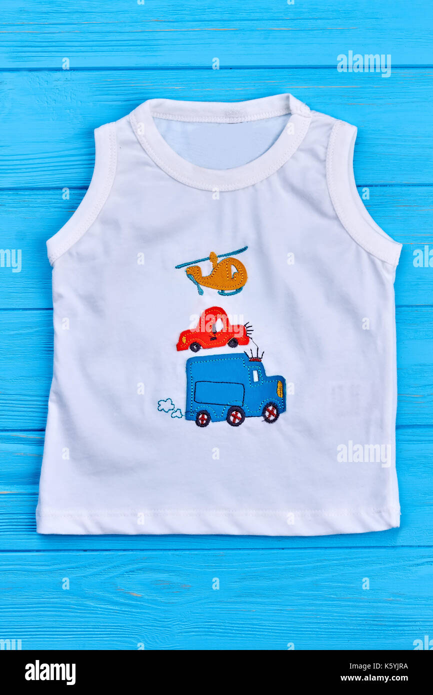 White cartoon baby boy tshirt. Natural cotton toddler boy white t