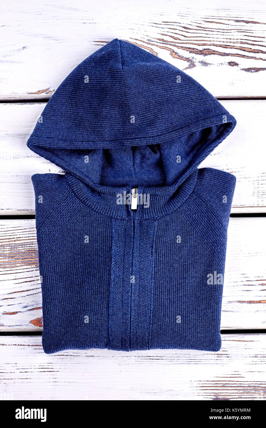 blue hooded cardigan