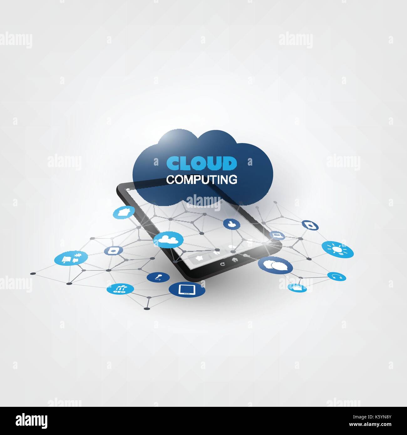 Cloud Computing Design Concept with Icons - Digital Network Connections ...