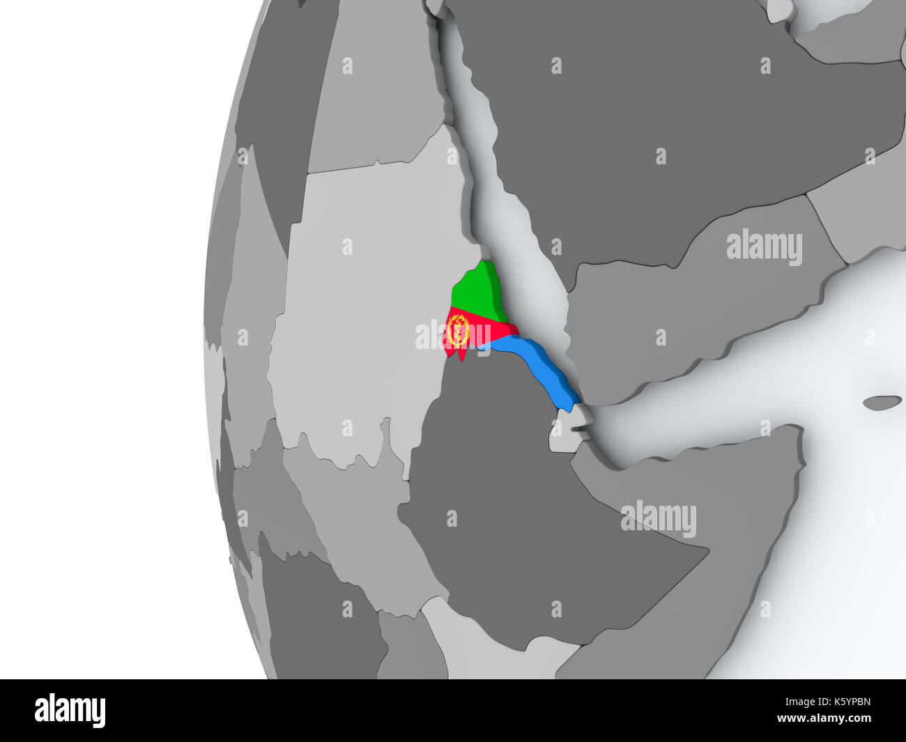 Illustration of Eritrea on political globe with embedded flag. 3D ...