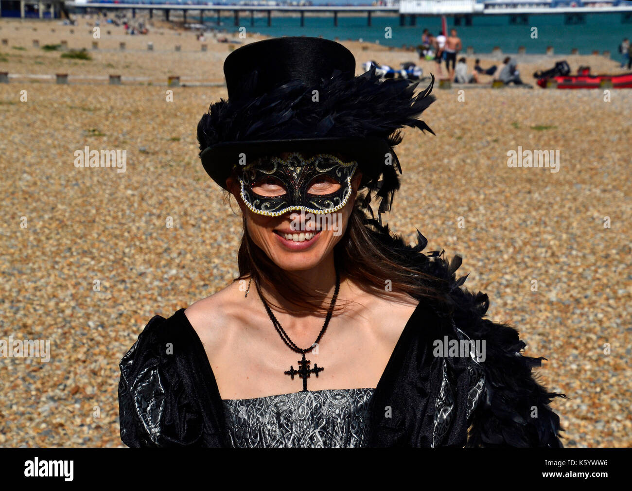 Woman at Eastbourne Steampunk Festival, Eastbourne, East Sussex, UK Stock Photo