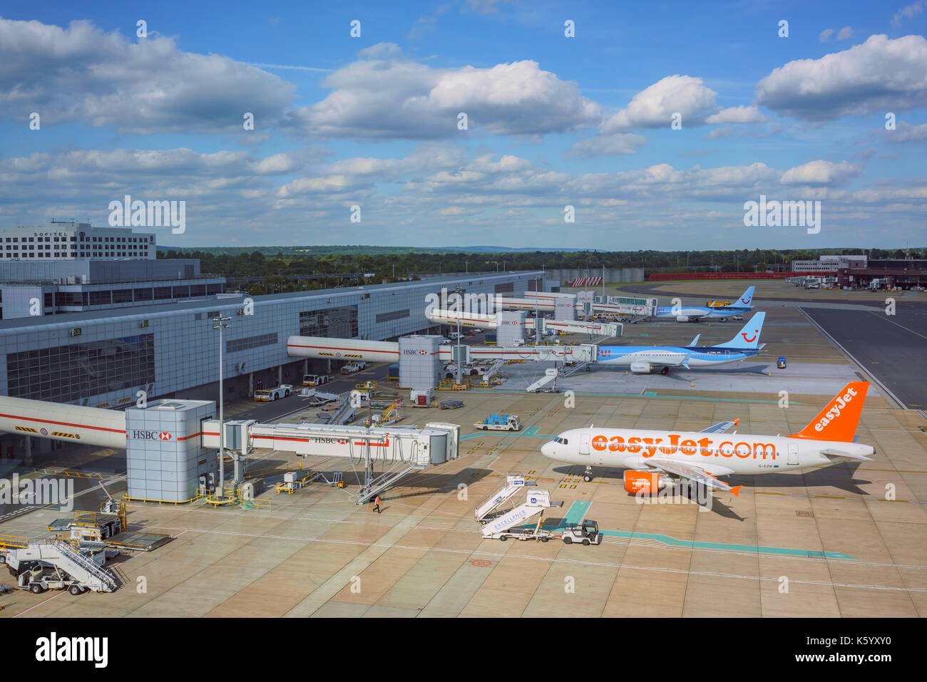Gatwick, JUL 14 The northern terminal of Gatwick airport on JUL 14
