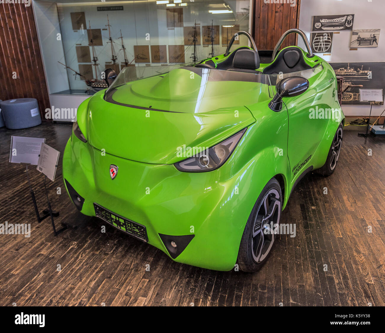 An electric car in the Tesla Museum in Zagreb Stock Photo Alamy