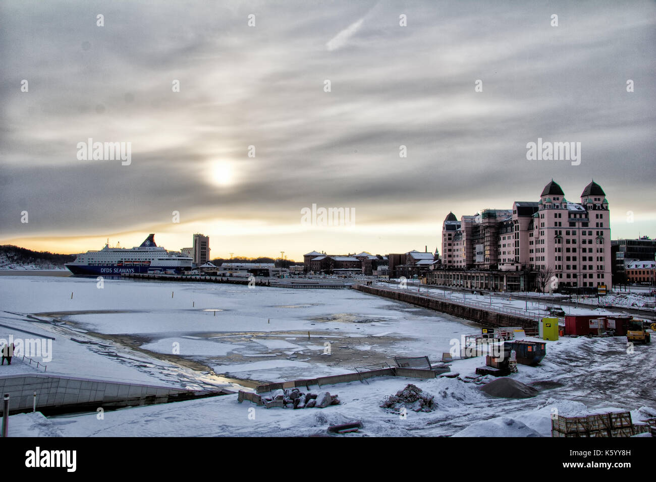 View of oslo in winter time in Norway Stock Photo