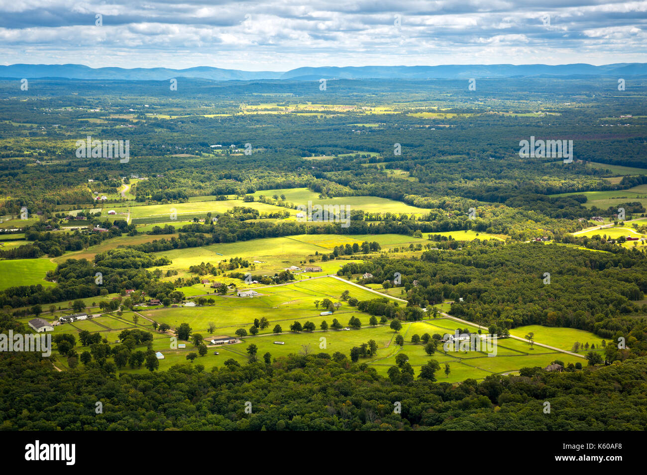 Aerial view of the Hudson Valley farm land as viewed from Gertrude's