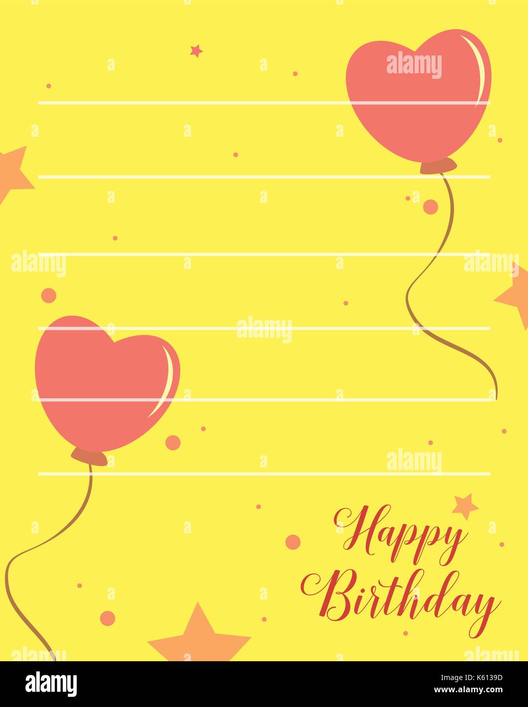 Happy Birthday Greeting Card With Yellow Background Stock Vector
