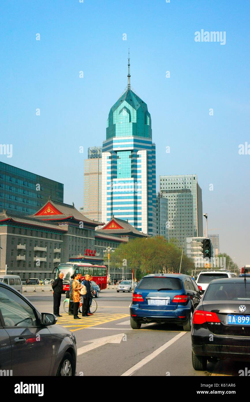 City of Taiyuan, Shanxi Province, China. West along Yingze Street seen from May 1st Square in the city centre Stock Photo