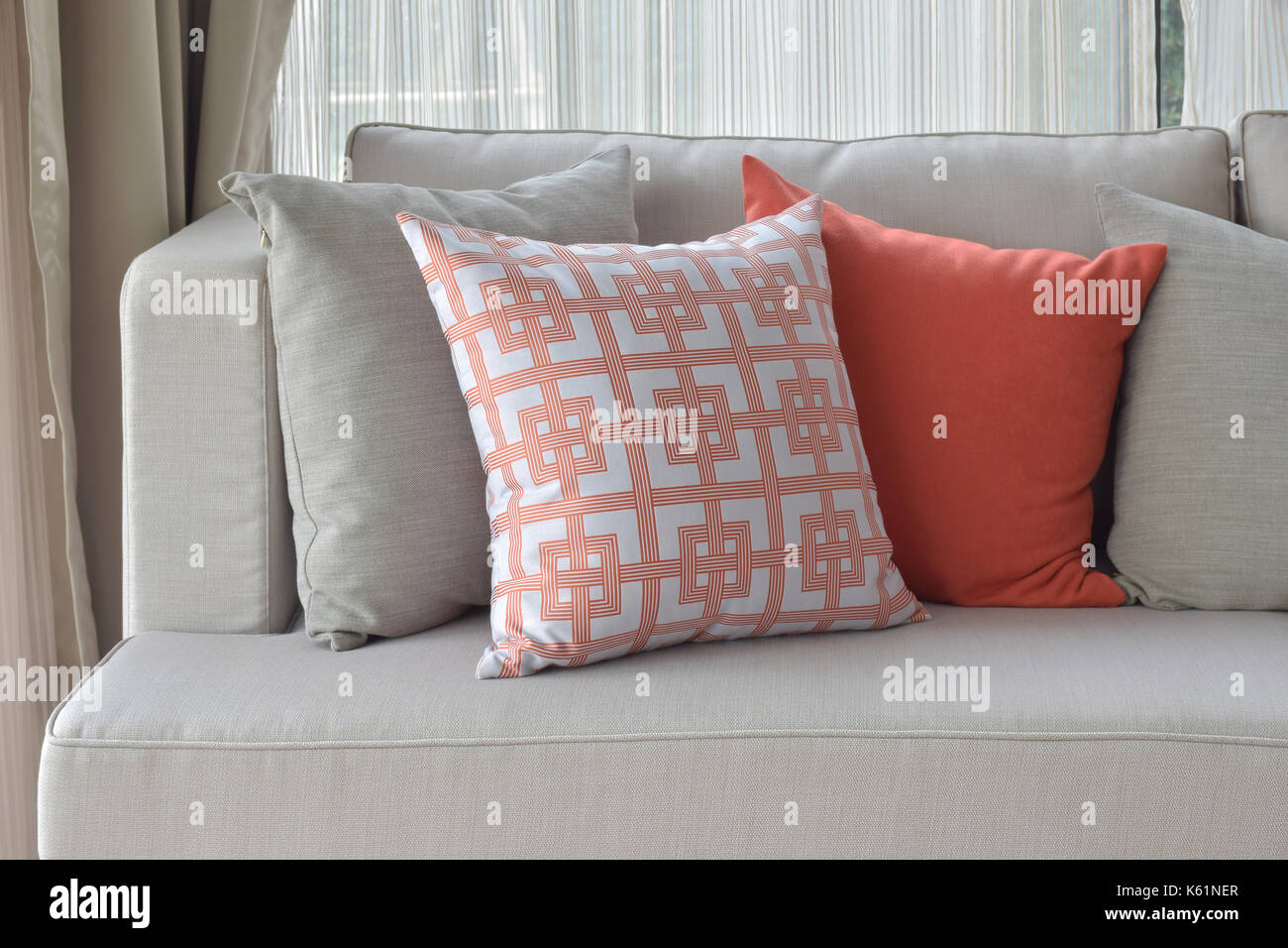 orange and gray pillows