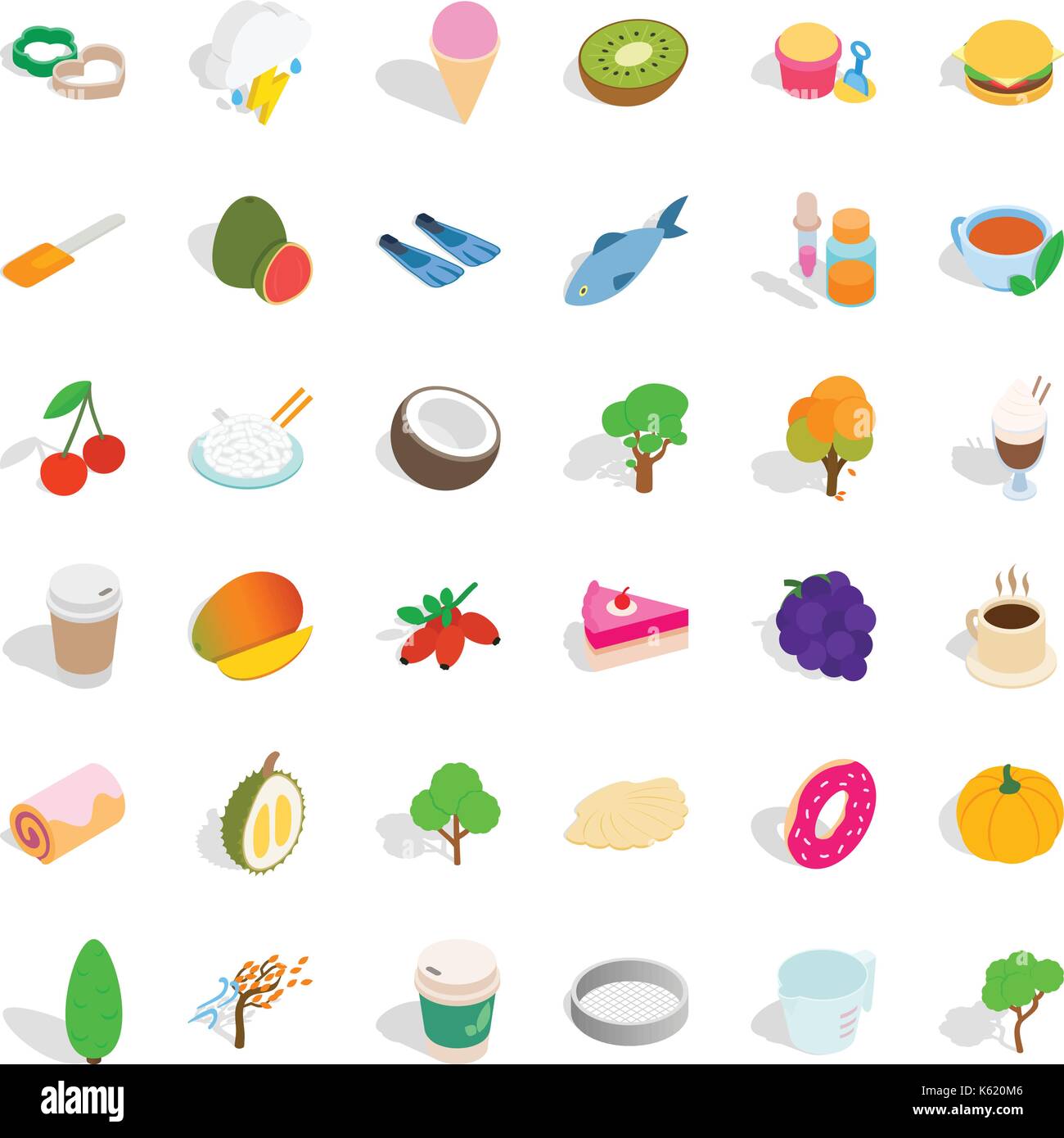 Vegetarian icons set, isometric style Stock Vector