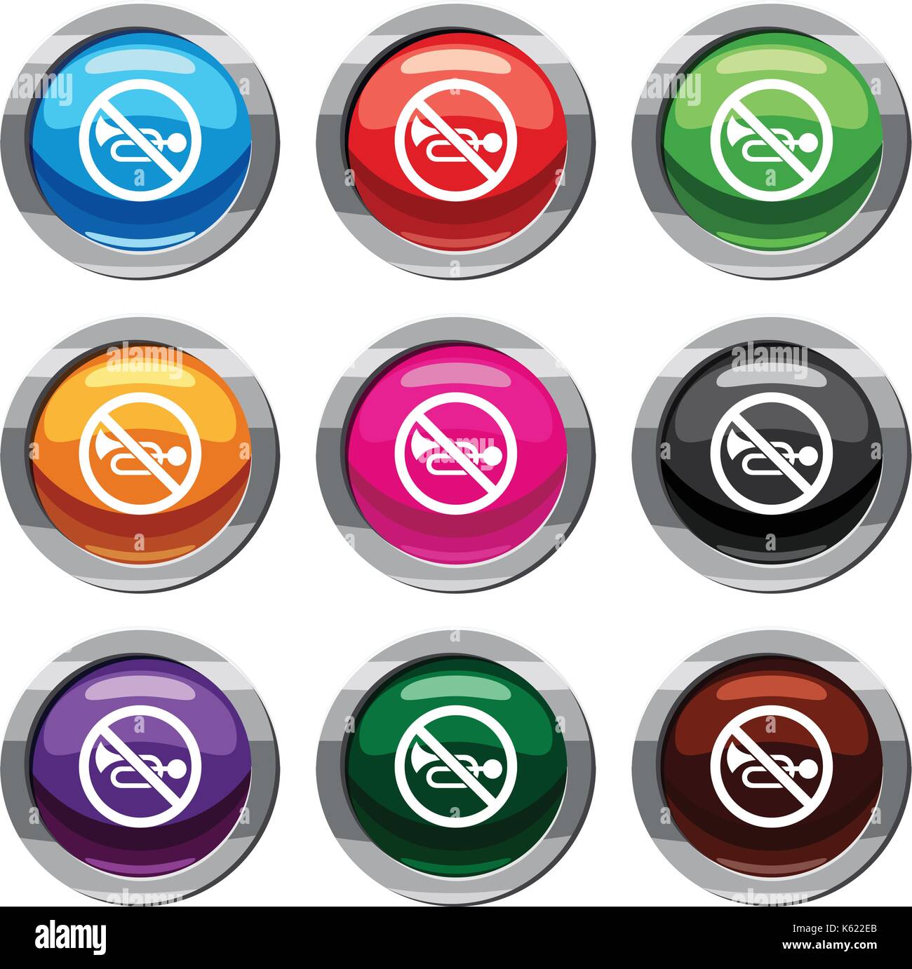 No horn traffic sign set 9 collection Stock Vector