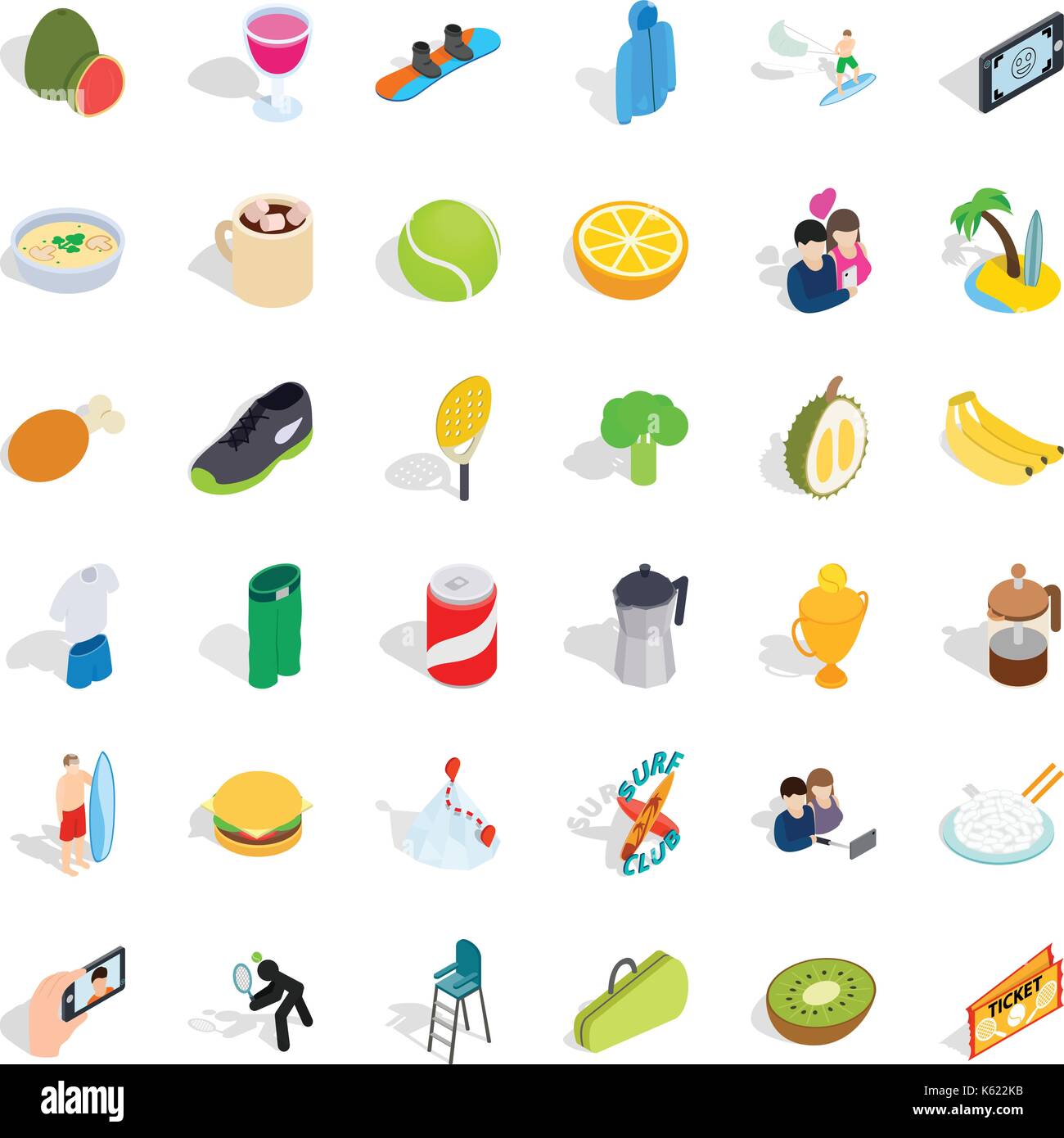 Sport icons set, isometric style Stock Vector