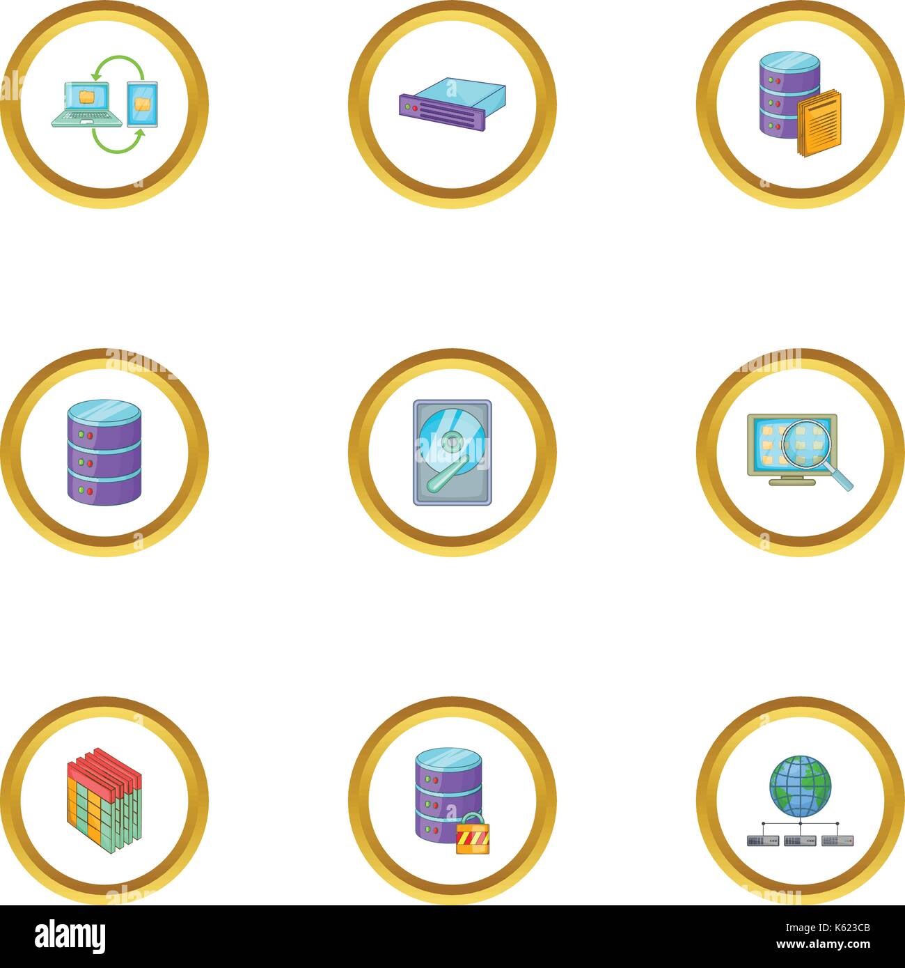 Data mining icons set, cartoon style Stock Vector
