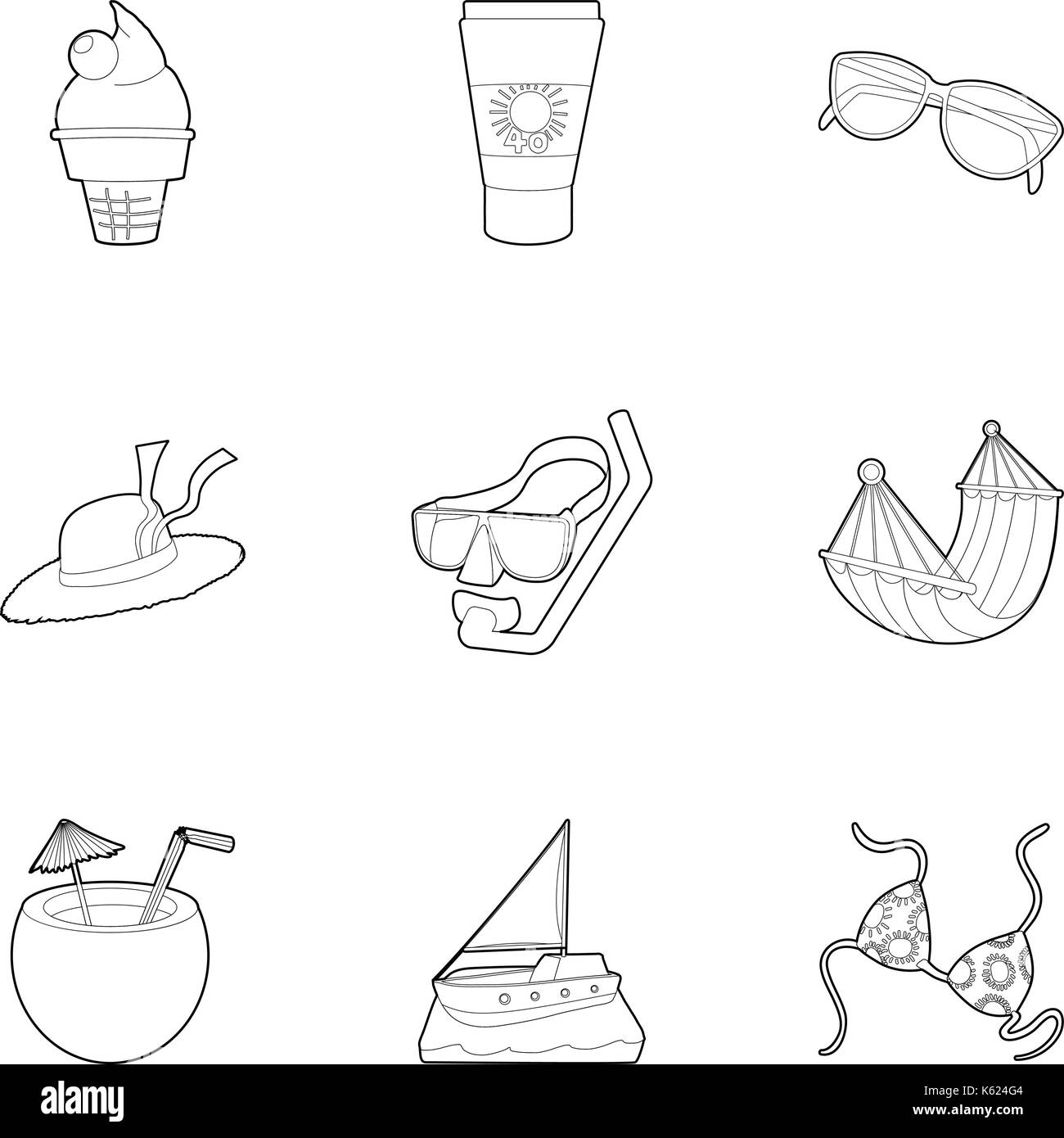 Water recreation icons set, outline style Stock Vector Image & Art - Alamy