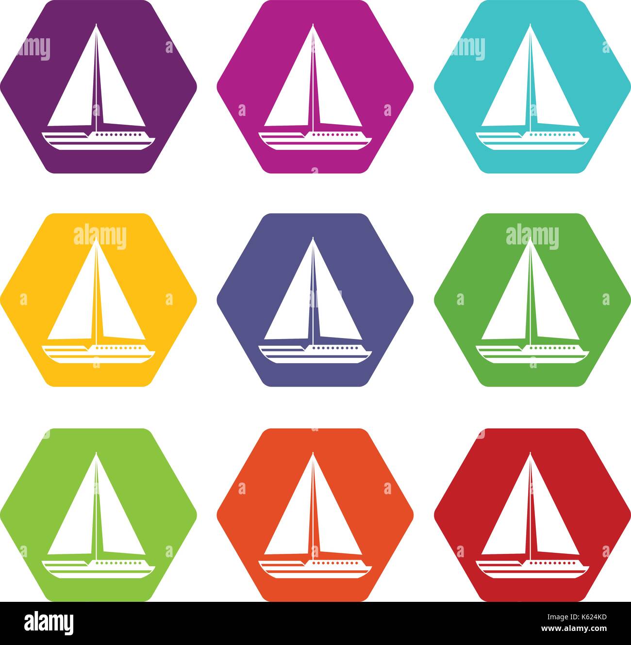 Sea yacht icon set color hexahedron Stock Vector Image & Art - Alamy