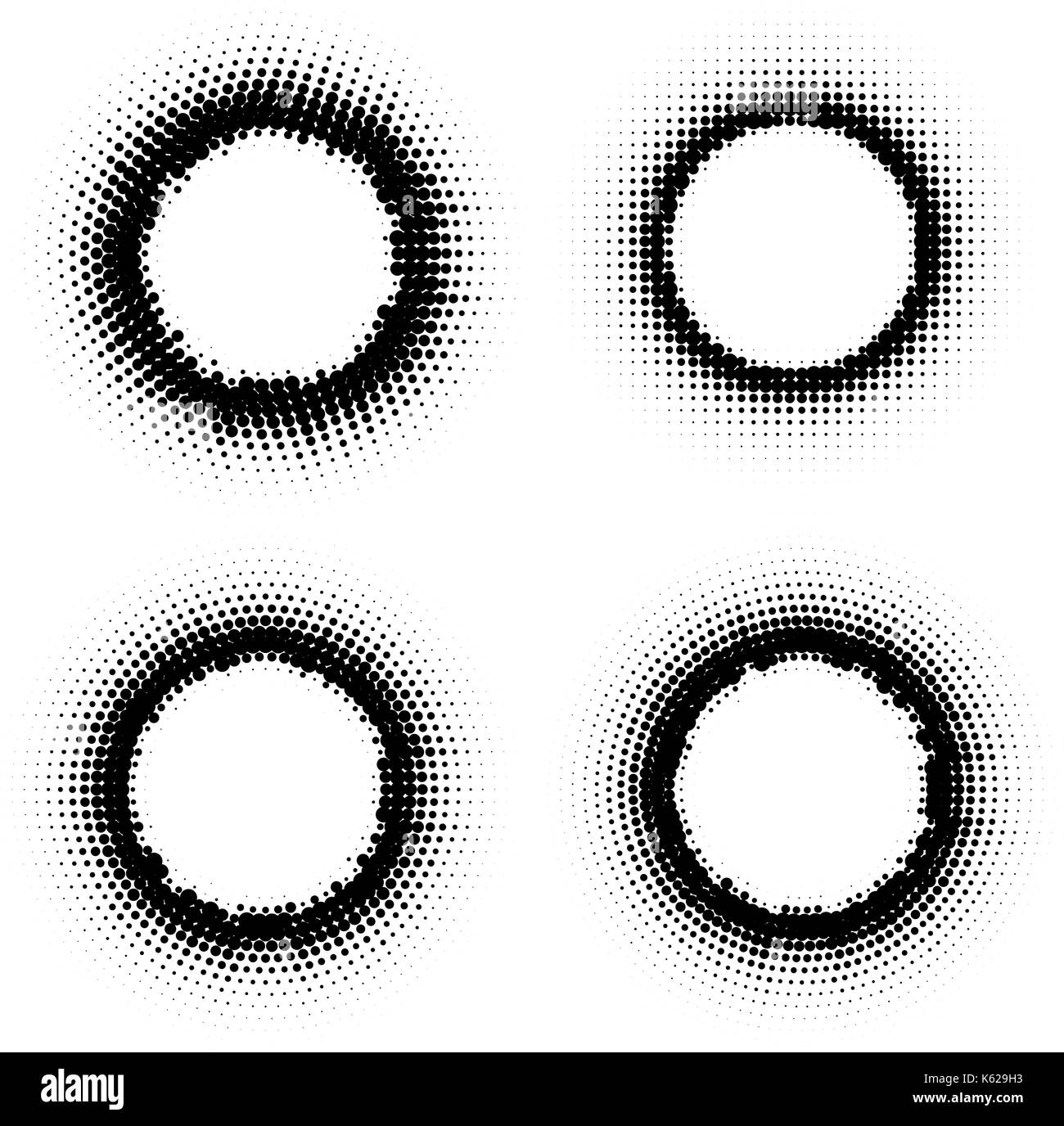 Vector abstract halftone circle frames set. Abstract dotted gradient ...