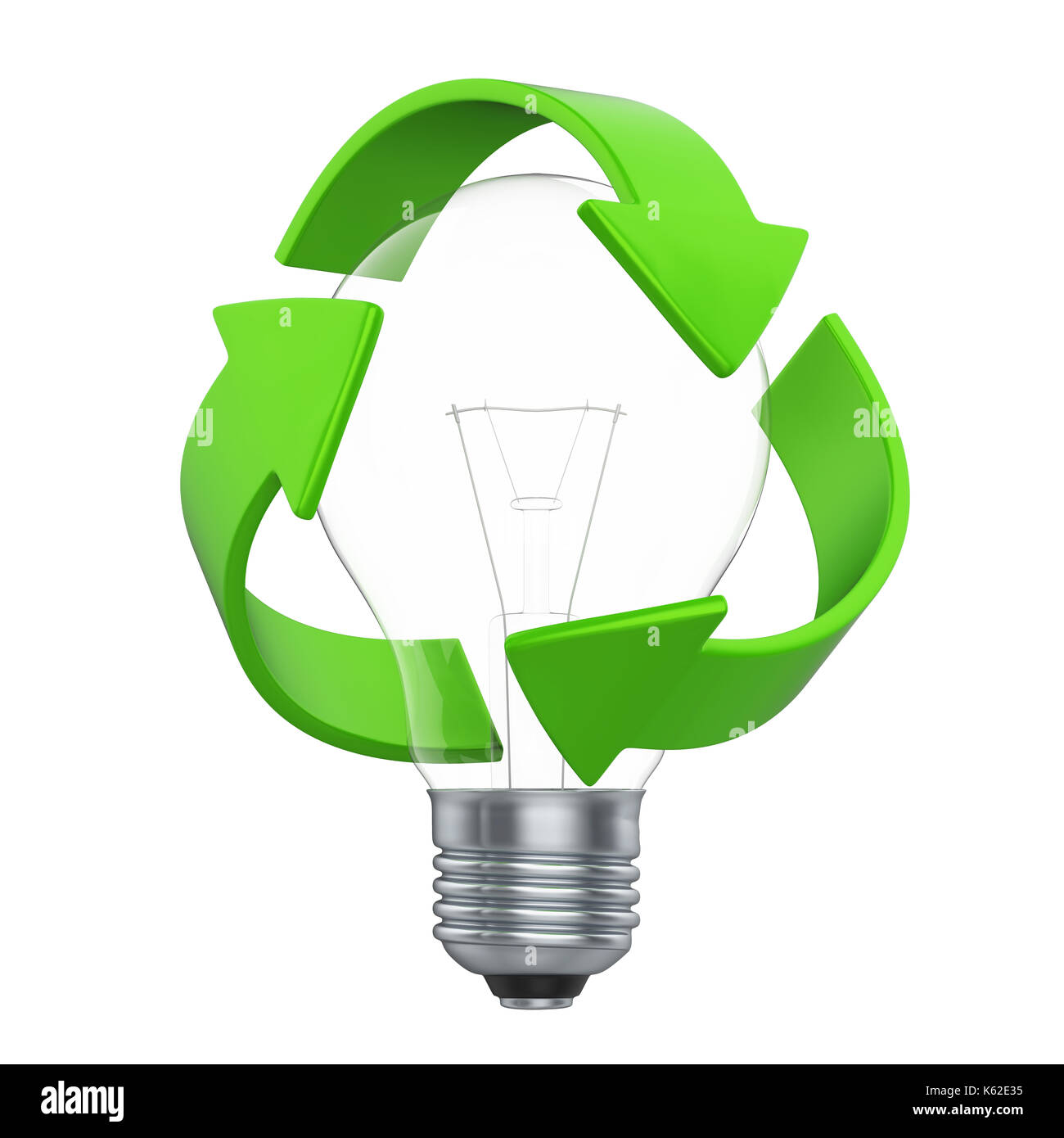 Recycle Sign with Light Bulb Isolated Stock Photo Alamy
