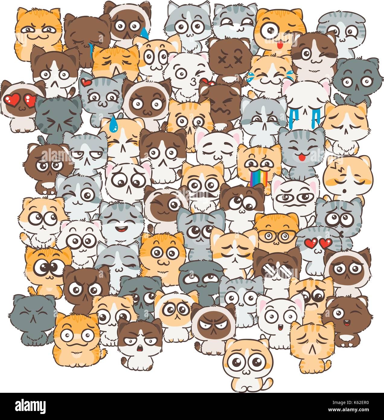 Vector pattern for print. Ilustration with cats and dogs for design of posters, prints, invitations, greetings, childbook, flyers and antistress pictu Stock Vector