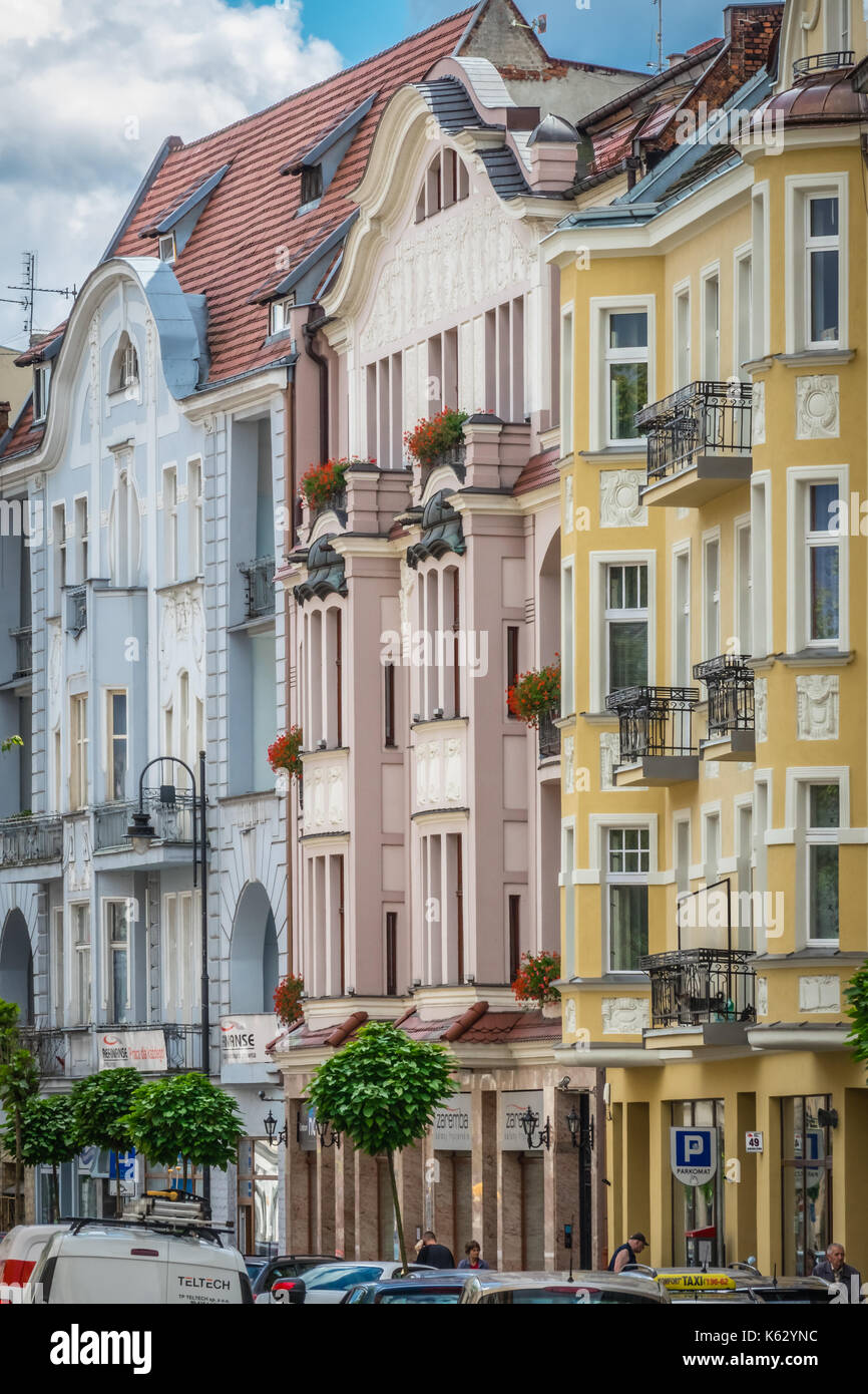 Bydgoszcz, Poland August 2017 Colourful facades of old historical