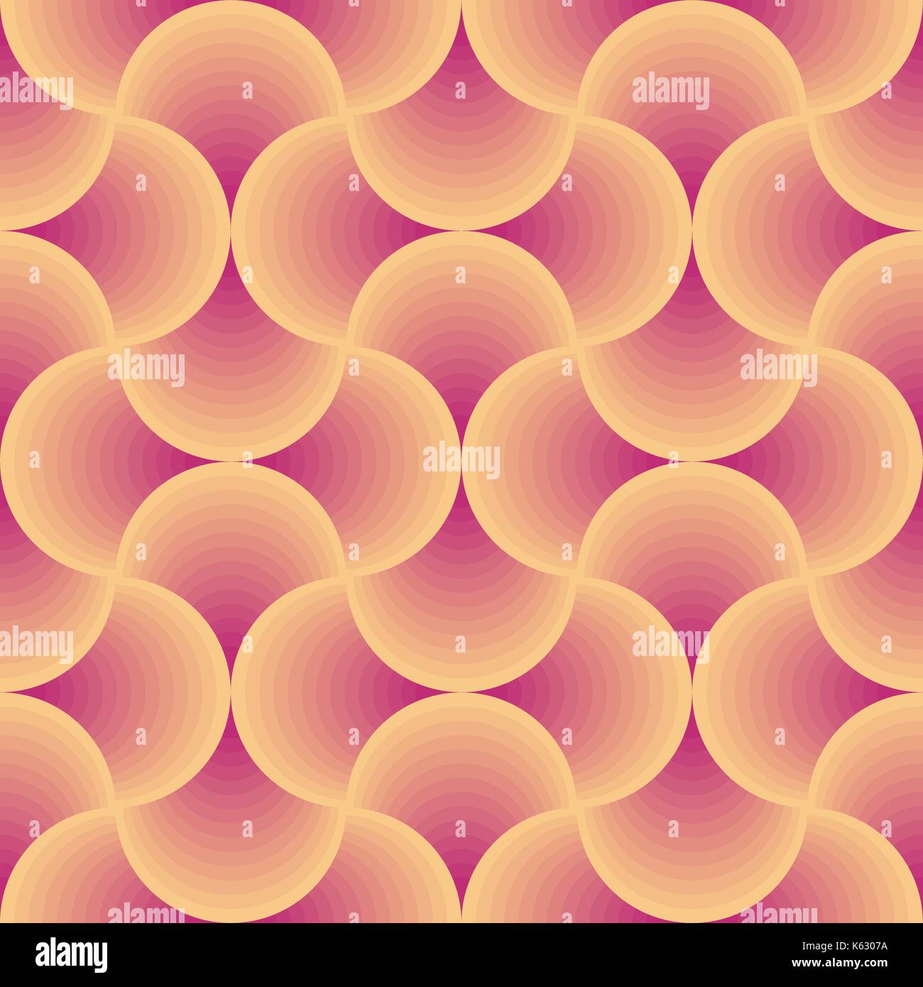 retro circular orange and red seamless vector pattern Stock Vector