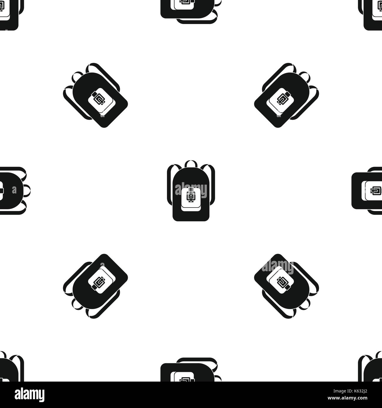 Backpack pattern seamless black Stock Vector