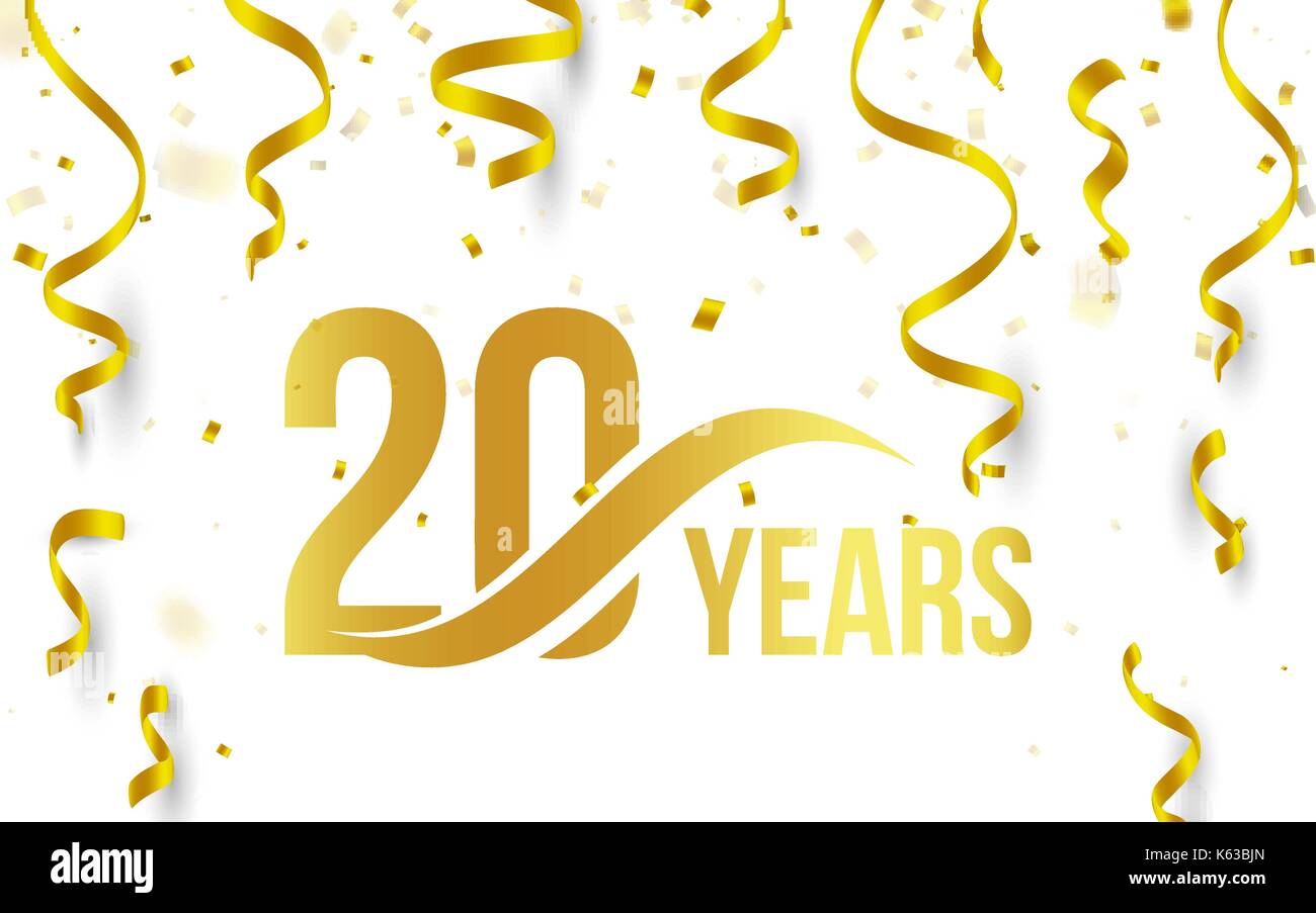 Isolated golden color number 20 with word years icon on white ...