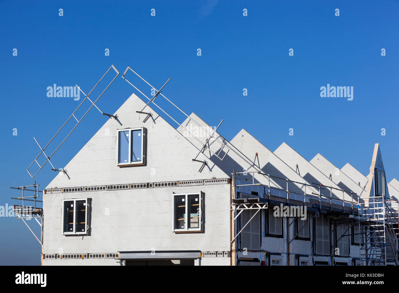 Construction site with houses with prefabricated walls in the Netherlands Stock Photo