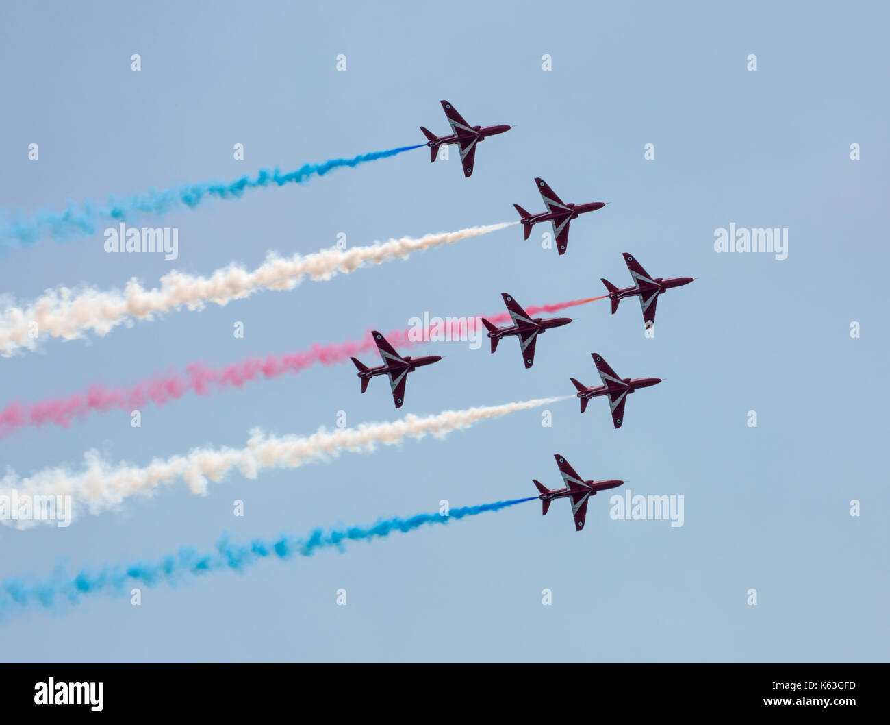 Red Arrows display team at Bournemouth Air Festival, 2017 Stock Photo