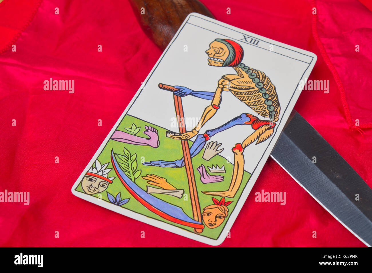 Death tarot card and dagger Stock Photo