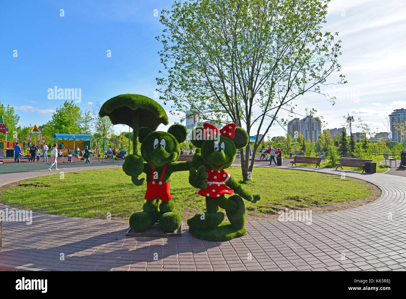 Khimki, Russia - May 30.2017. sculpture of mice in park Eco shore Stock Photo