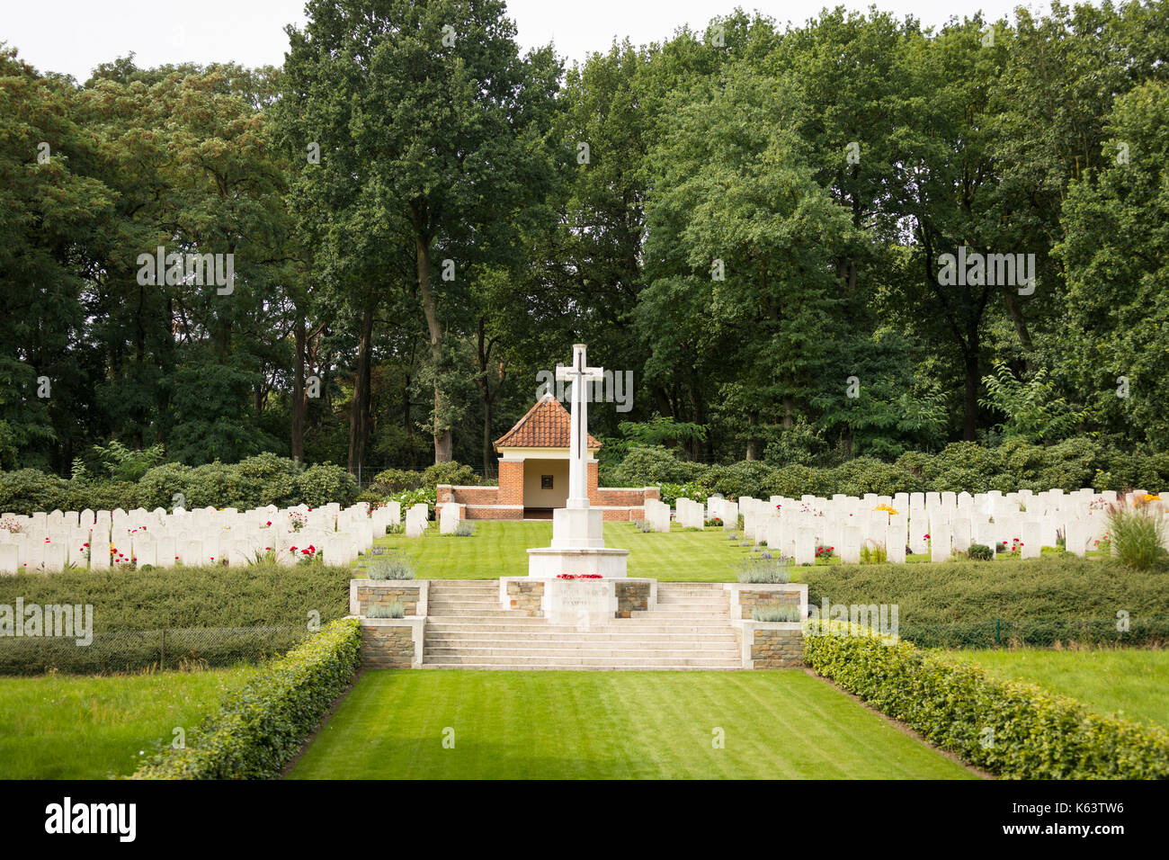 British Commonwealth war cemetery at the village Mook in the Netherlands Stock Photo