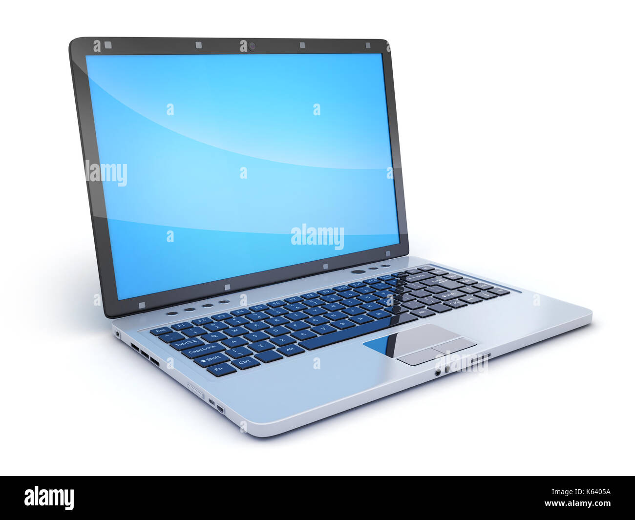 Laptop, computer-generated image on white background. 3d illustration Stock Photo