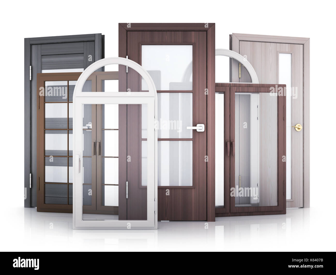 Advertising Windows and doors on white background. 3d illustration Stock Photo Alamy