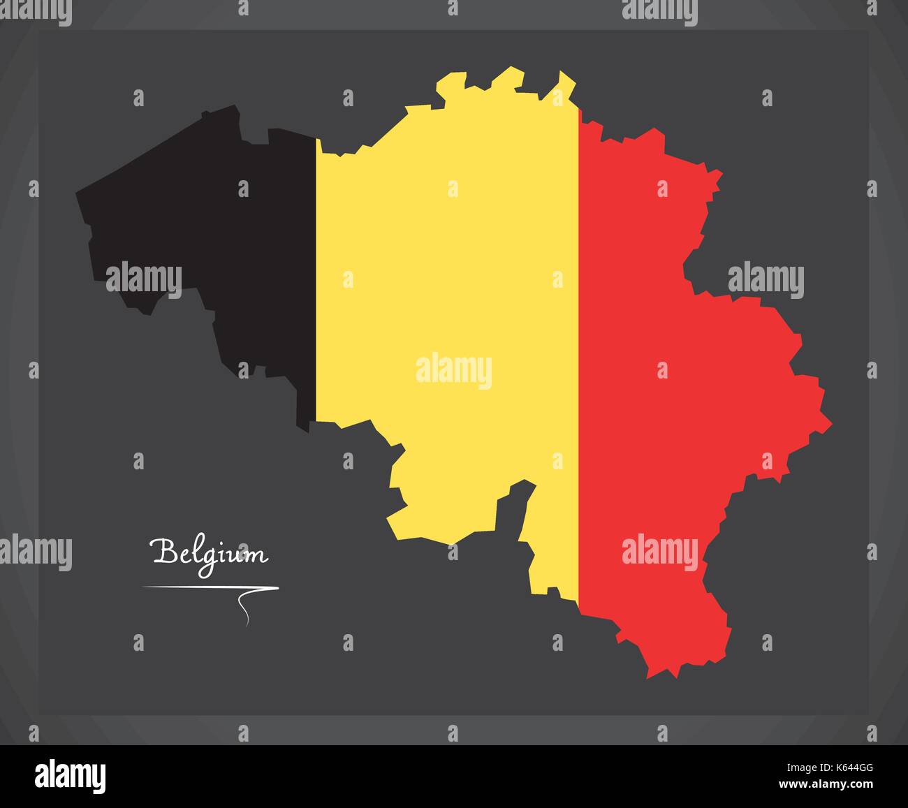 Belgium map with Belgian national flag illustration Stock Vector Image ...