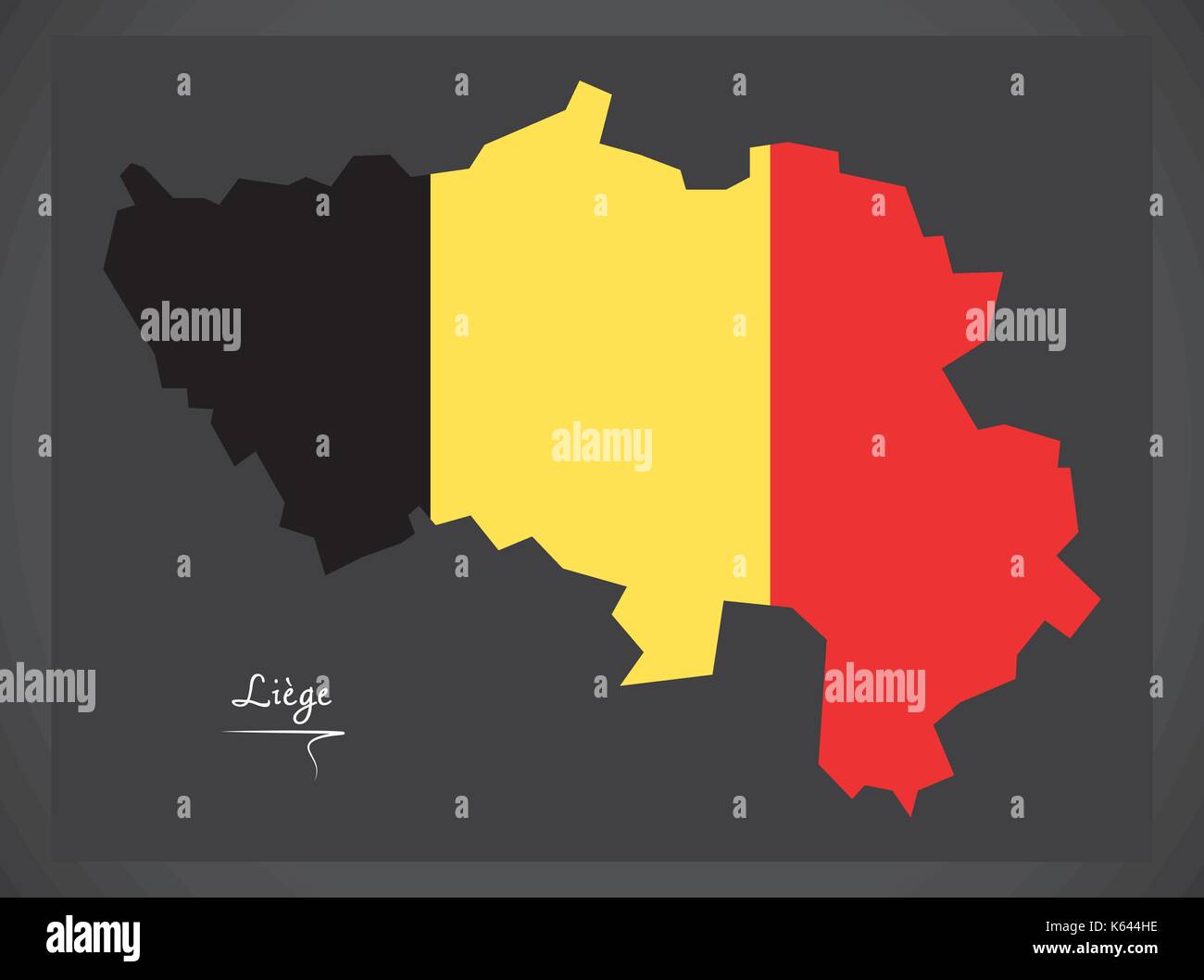 Liege map of Belgium with Belgian national flag illustration Stock ...