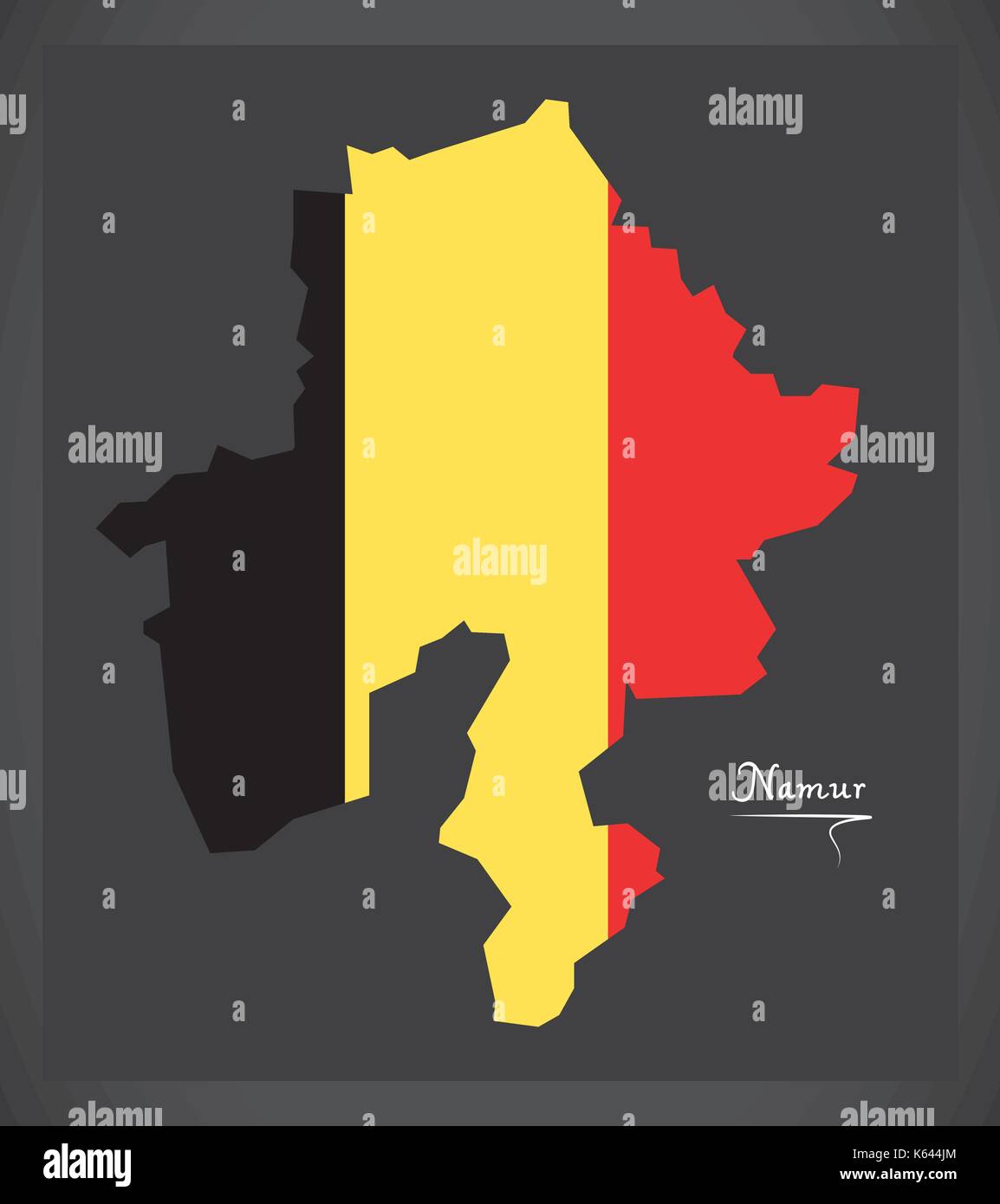 Namur map of Belgium with Belgian national flag illustration Stock Vector