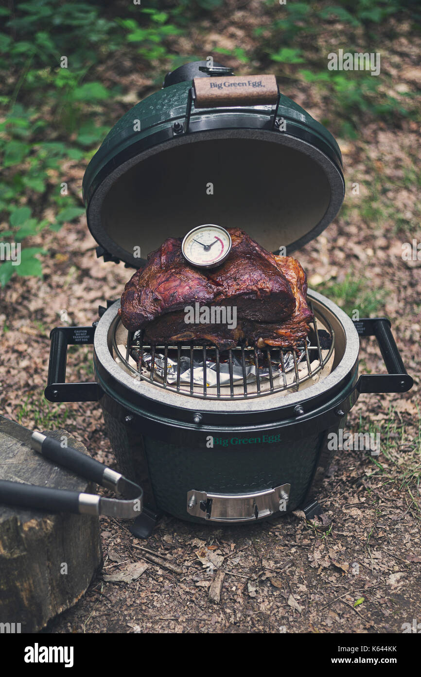 Cooking Beef on the Big Green Egg Stock Photo