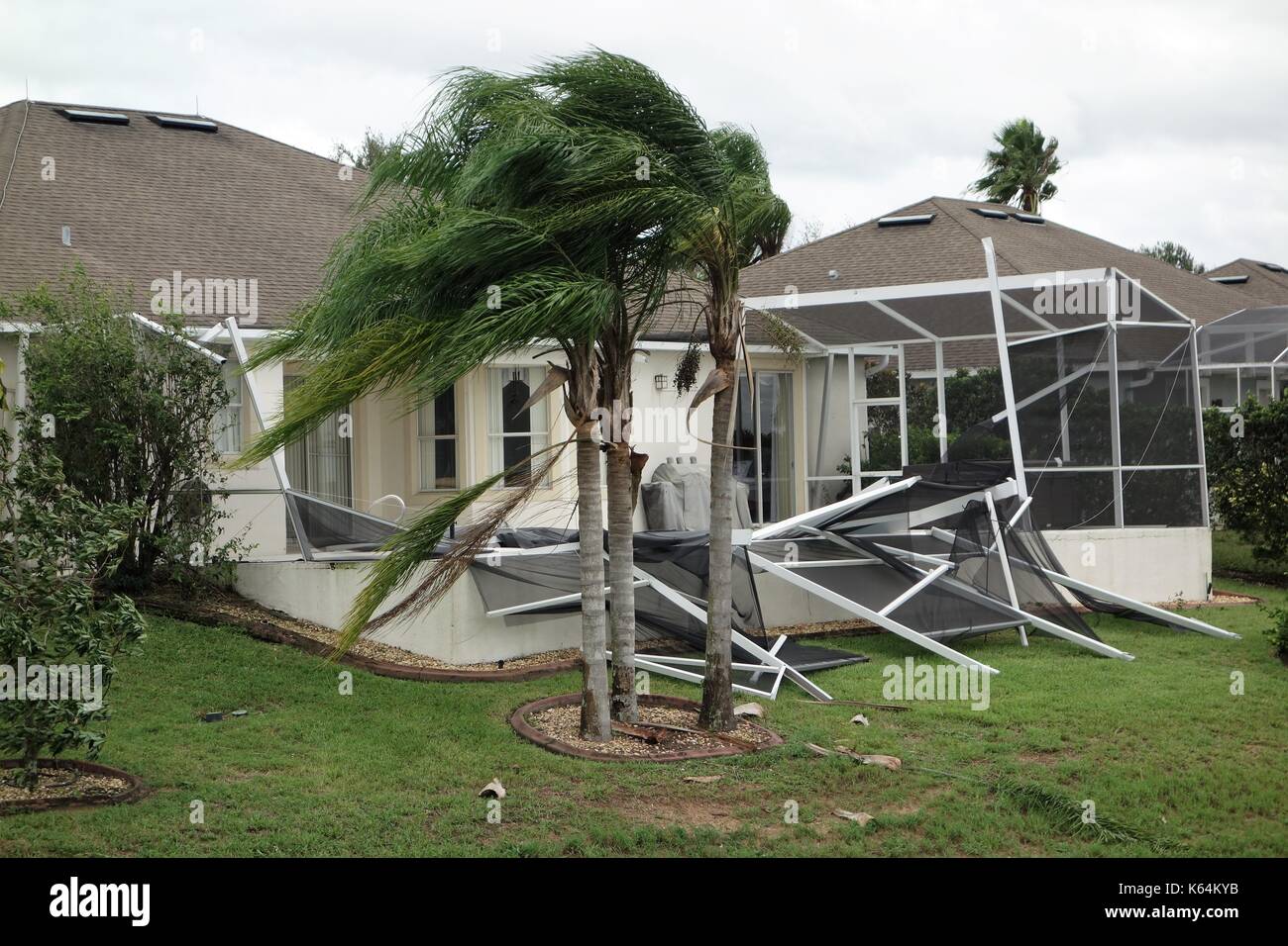 11th, September, 2017. Polk County, Orlando, Florida, USA. Hurricane Irma damage. Clean up operations will begin today after hurricane Irma left a trail of damage to cars and houses. Stock Photo