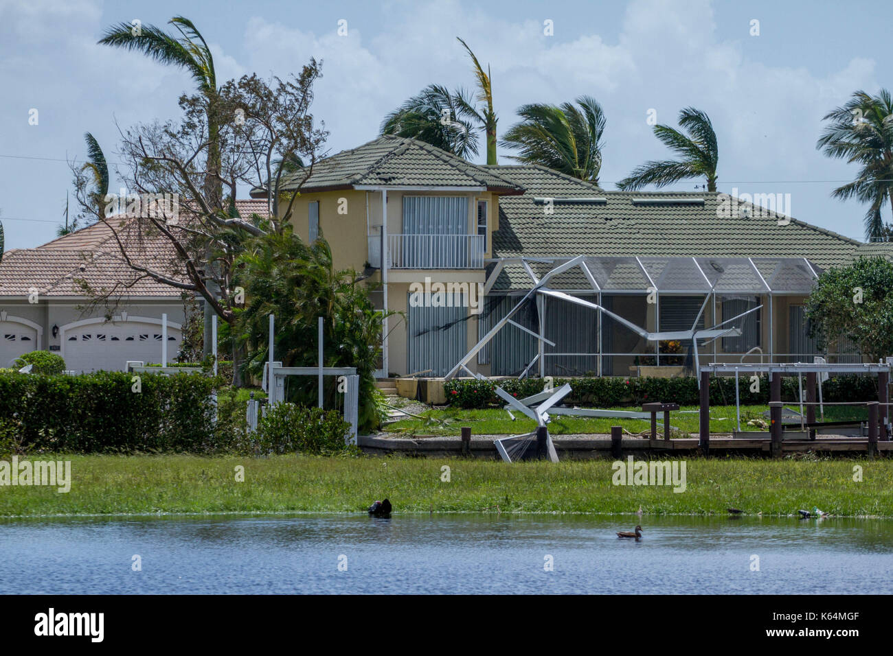 Miami, Florida, USA. 11th Sep, 2017. Scene of destruction by Hurricane Irma in Marco Island, FL, as seen Monday, Setepmber 11, 2017. The storm made its second landfall here after ravaging the Florida Keys. Credit: Michael Candelori/Alamy Live News Stock Photo