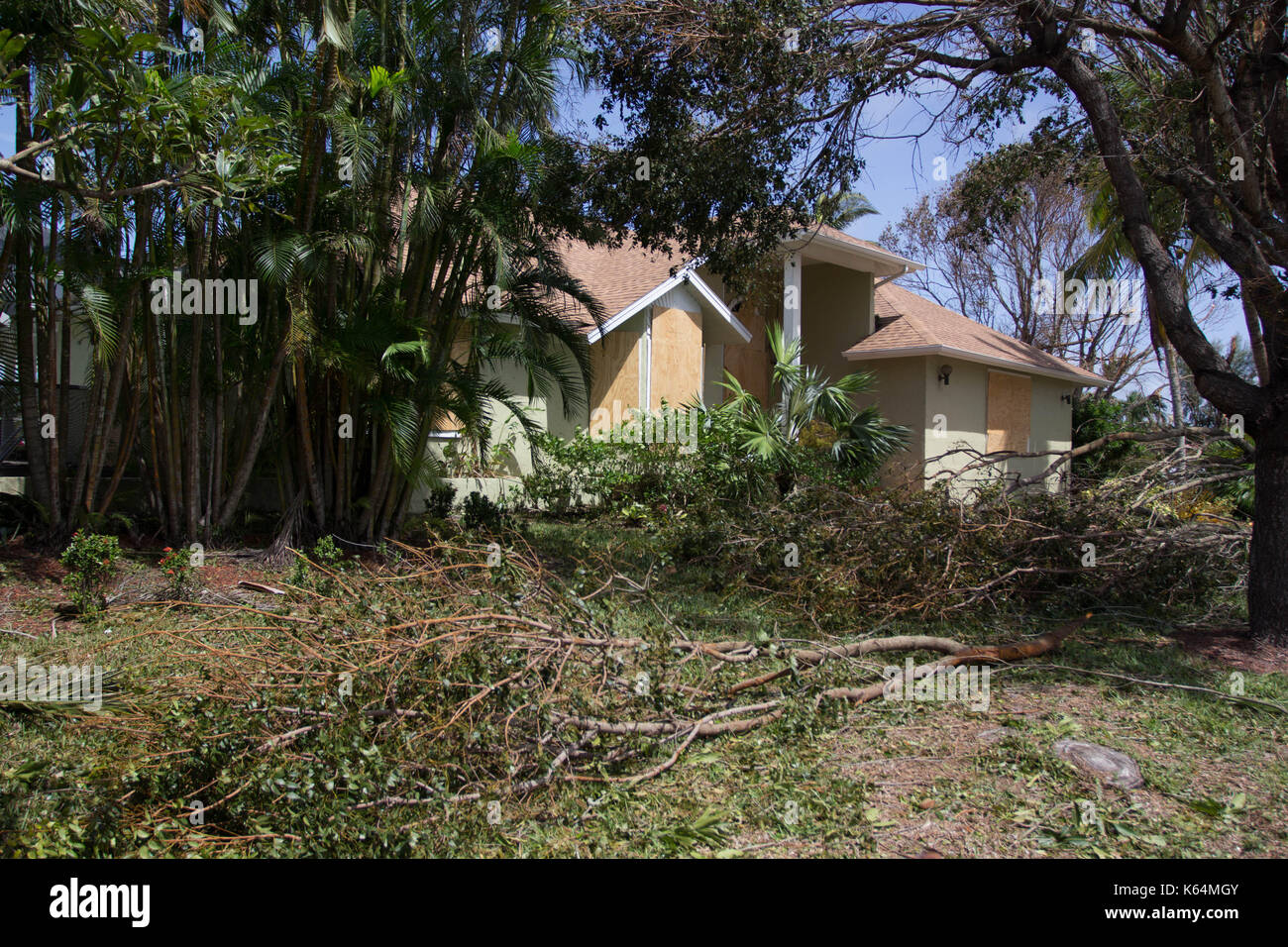 Miami, Florida, USA. 11th Sep, 2017. Scene of destruction by Hurricane Irma in Marco Island, FL, as seen Monday, Setepmber 11, 2017. The storm made its second landfall here after ravaging the Florida Keys. Credit: Michael Candelori/Alamy Live News Stock Photo