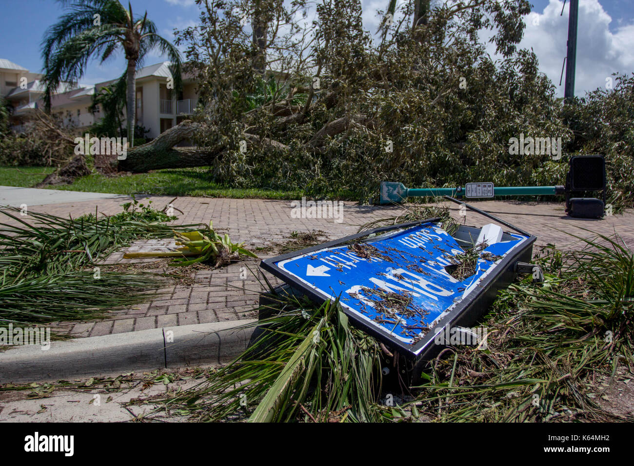 Miami, Florida, USA. 11th Sep, 2017. Scene of destruction by Hurricane Irma in Marco Island, FL, as seen Monday, Setepmber 11, 2017. The storm made its second landfall here after ravaging the Florida Keys. Credit: Michael Candelori/Alamy Live News Stock Photo