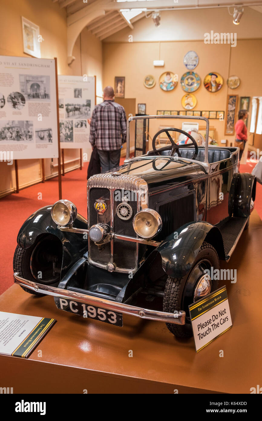 Citroen C4 electric car from 1953 used by Queen Elizabeth and Princess Margaret as children in the museum at Sandringham, Norfolk, England, UK Stock Photo